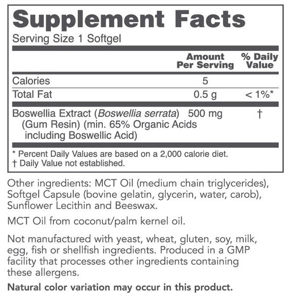 PROTOCOL FOR LIFE BALANCE BOSWELLIA EXTRACT 500 MG 90 SOFTGELS