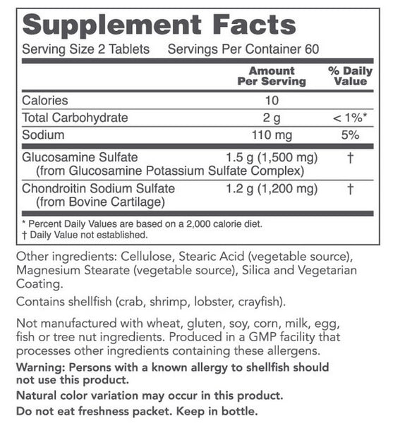 PROTOCOL FOR LIFE BALANCE GLUCOSAMINE & CHONDROTIN 120 TABLETS