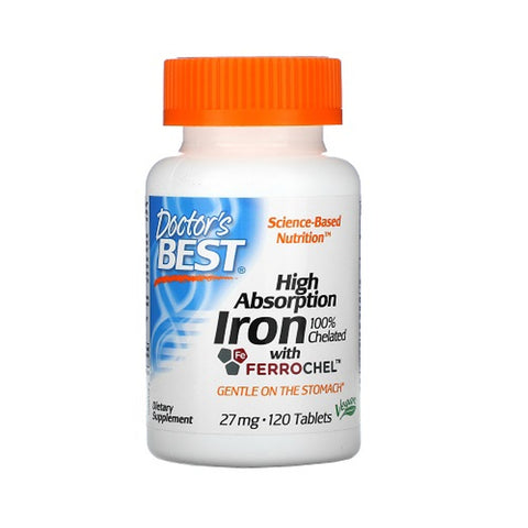 Doctor's Best High Absorption Iron with Ferrochel, 27 mg, 120 Tablets (Discounted)