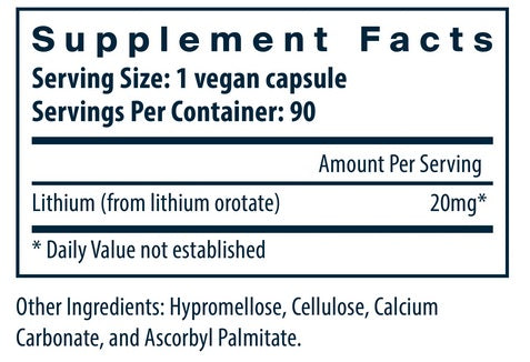 VITAL NUTRIENTS LITHIUM OROTATE 20 MG 90 VEG CAPS