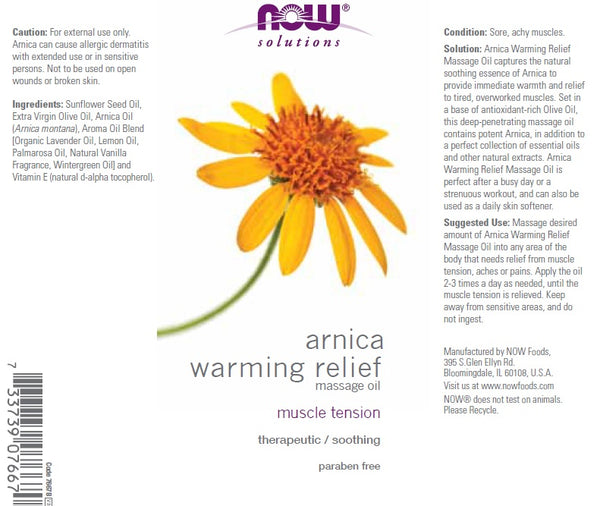 Now Foods, Arnica Warming Relief Massage Oil, 8 Ounces