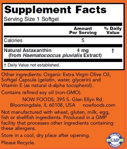 Now Foods, Astaxanthin 4mg, 90 Softgels