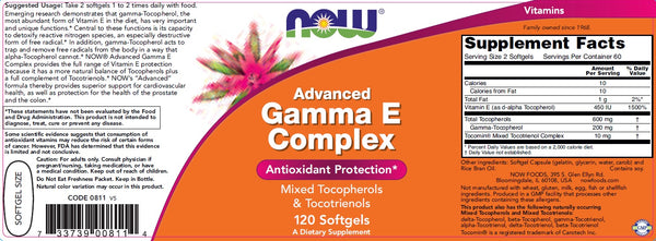 Now Foods, Advanced Gamma E Complex, 120 Softgels